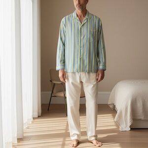 Vintage Christian Dior Wallachs Striped Pajama Shirt Loungewear M/L